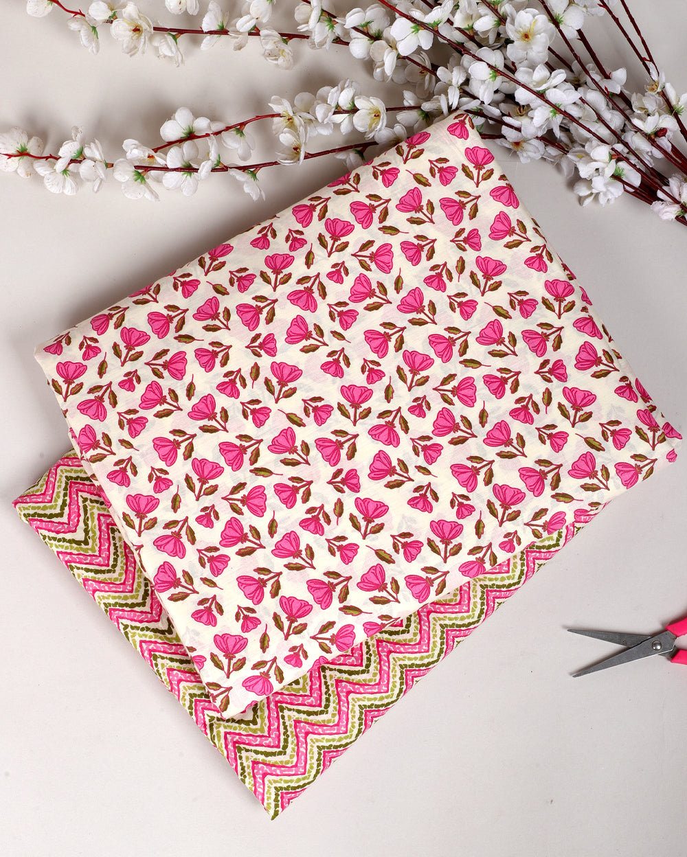 Cotton Hand Print Top Bottom Set