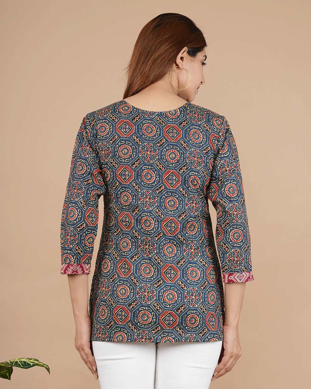 Blue Mandala Hand block Printed Cotton Top