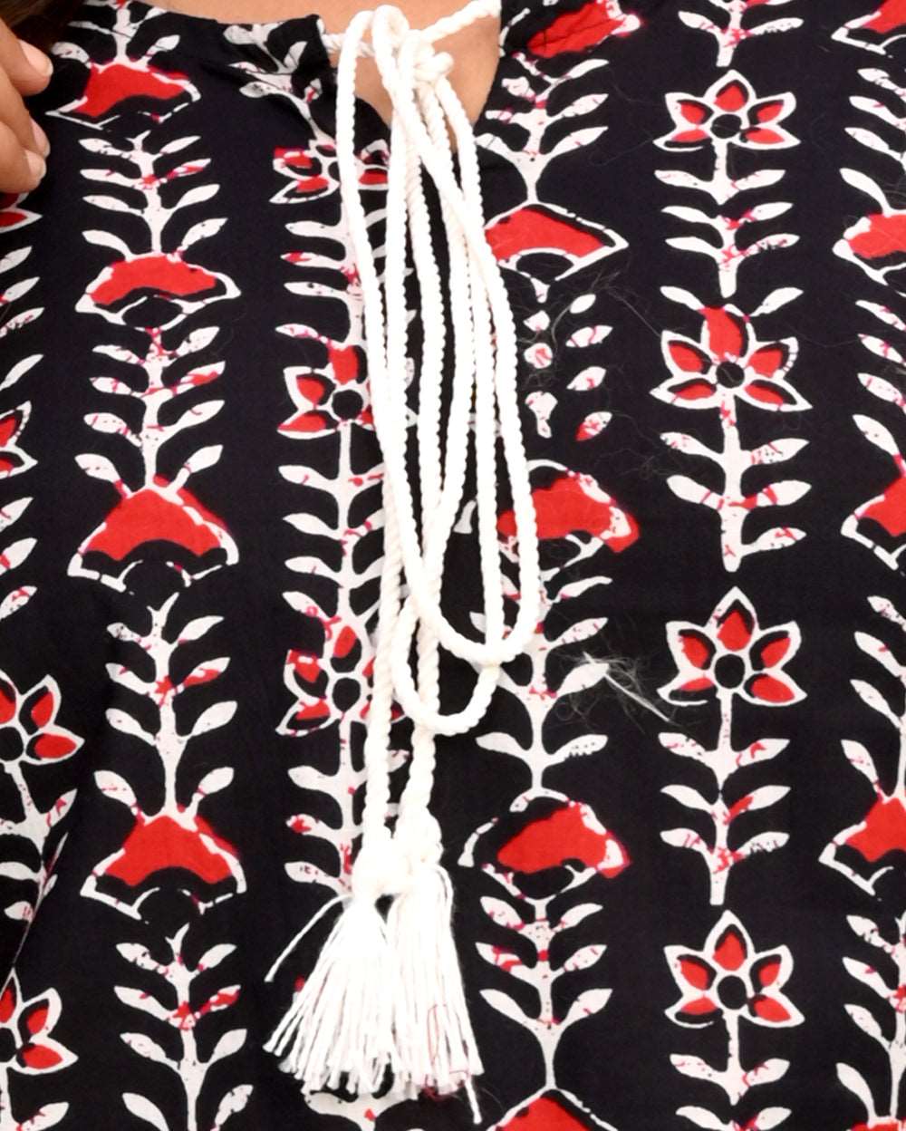 Black Bel Block Printed Short Kurti/Top