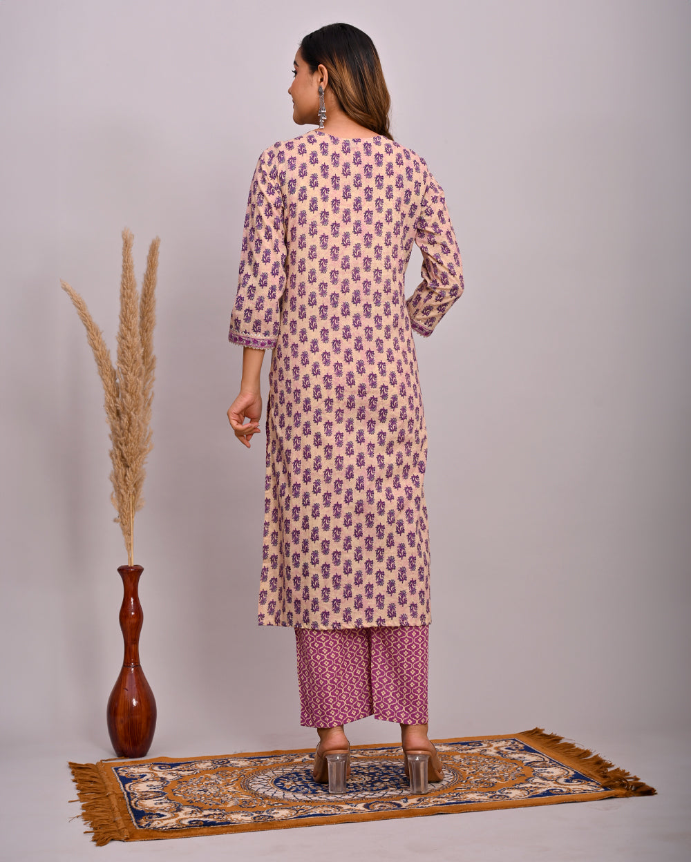 Embroidery Printed Cotton Suit Set With Dupatta