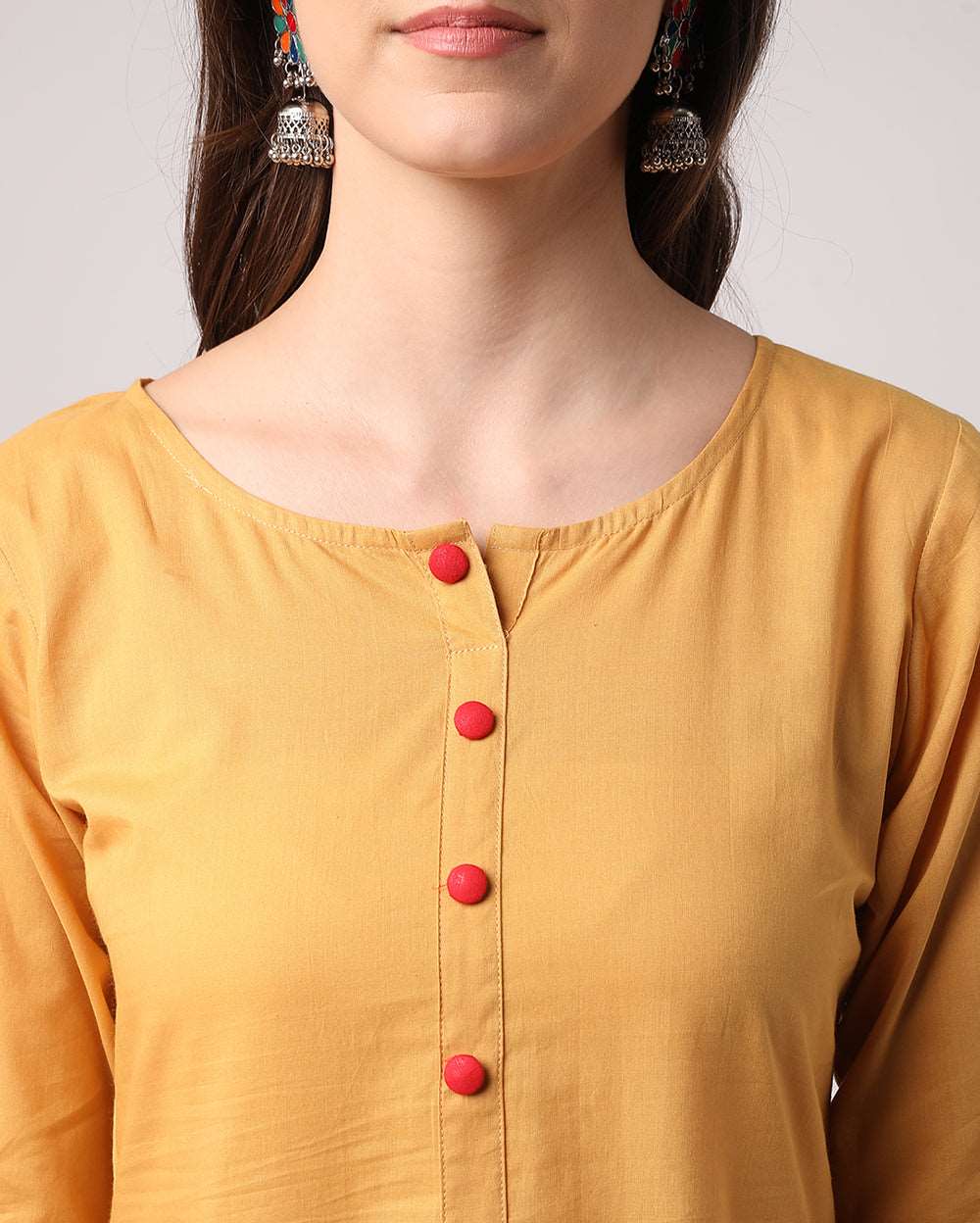 Solid Mustard Cotton Dress
