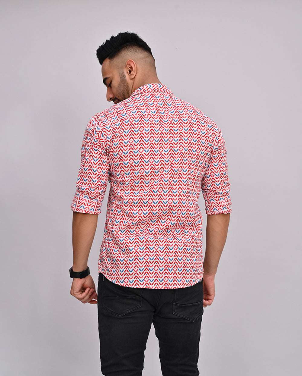 Multi Color Hand Printed Cotton Men's Shirt