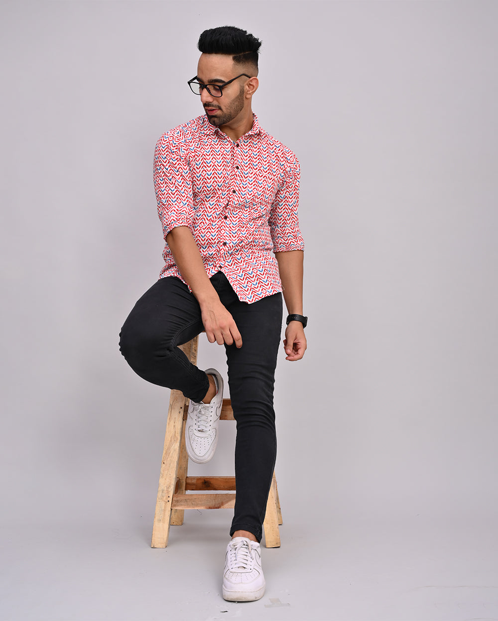 Multi Color Hand Printed Cotton Men's Shirt