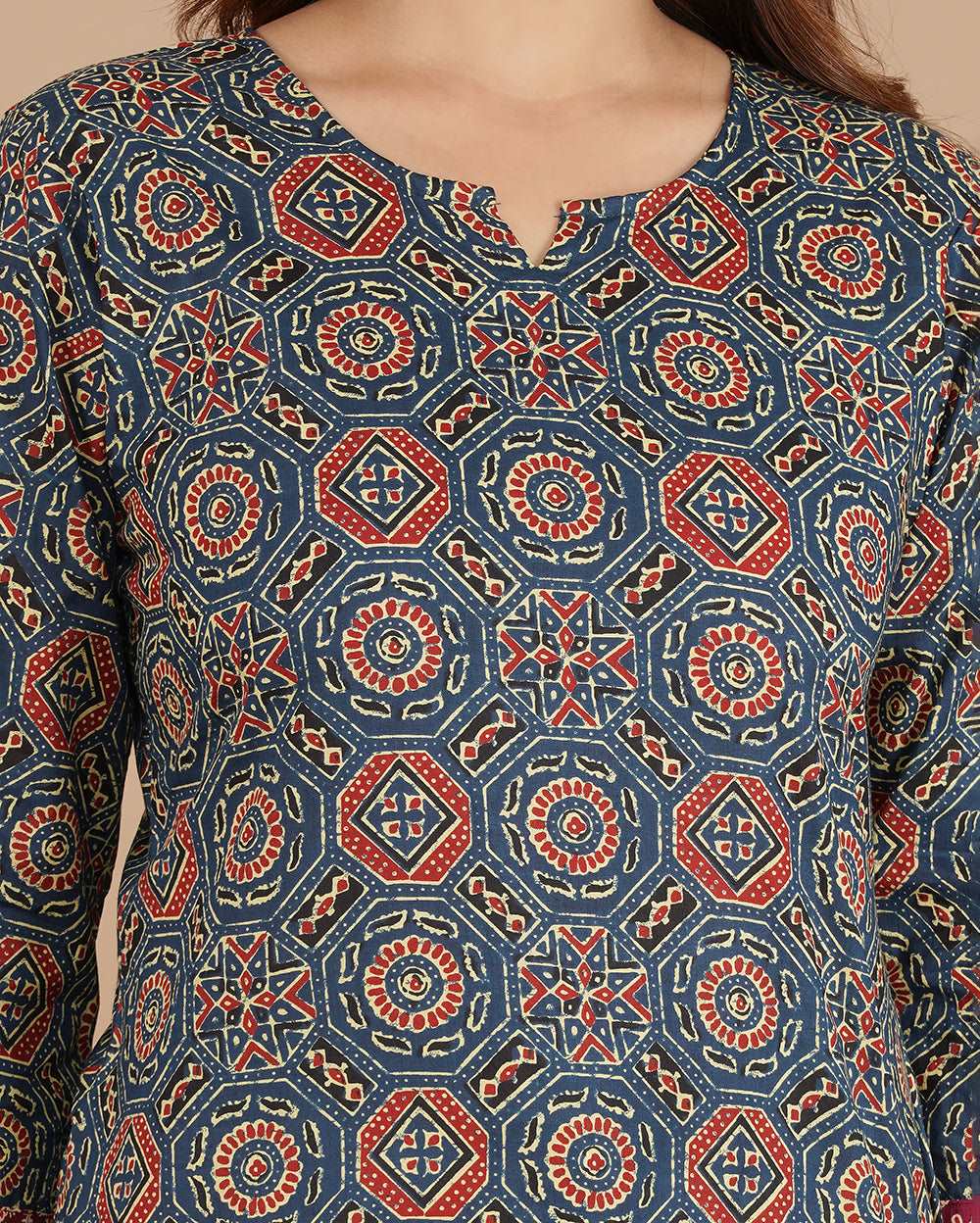Blue Mandala Hand block Printed Cotton Top