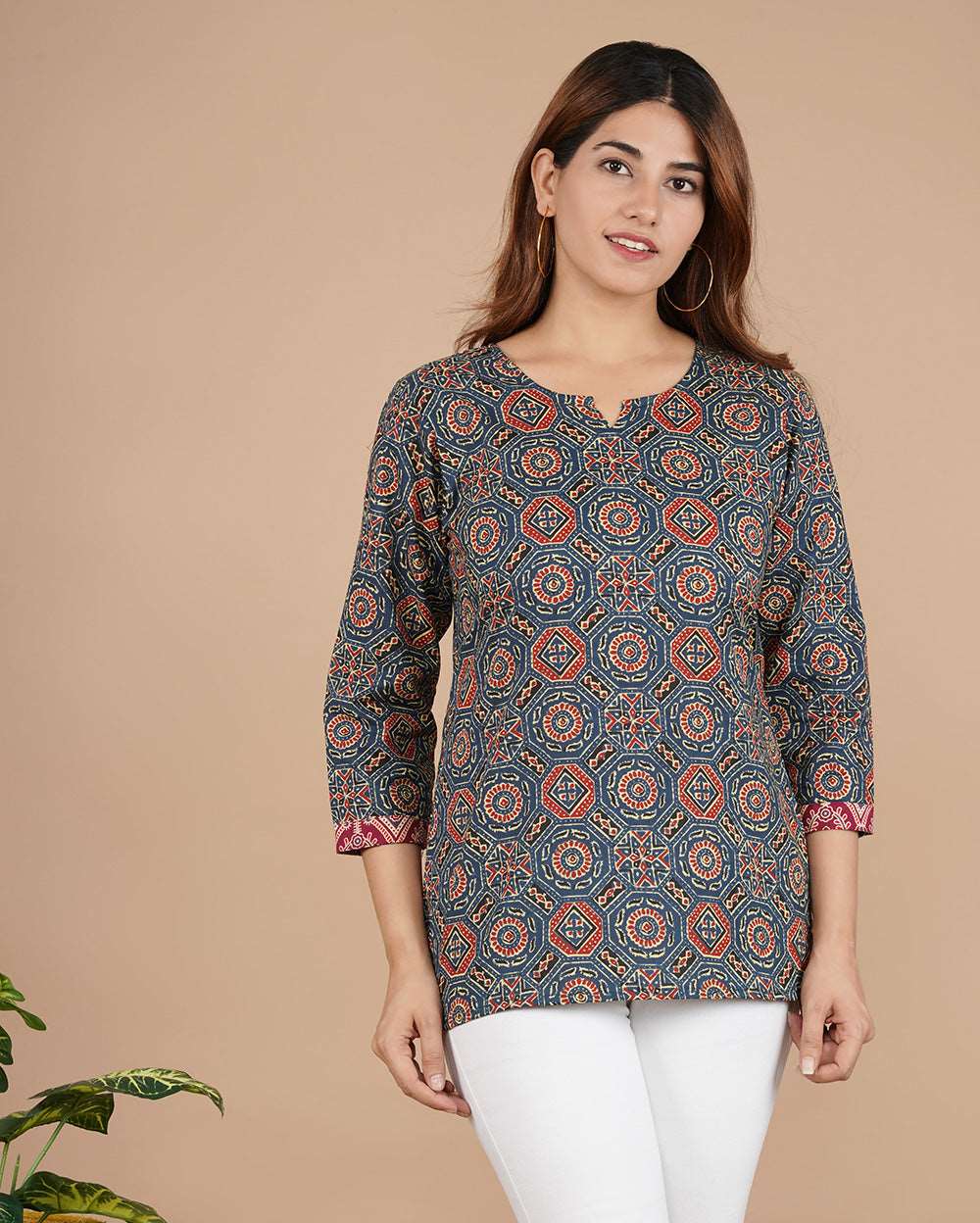 Blue Mandala Hand block Printed Cotton Top