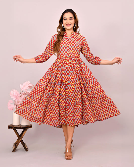 Red Buti Printed Dress