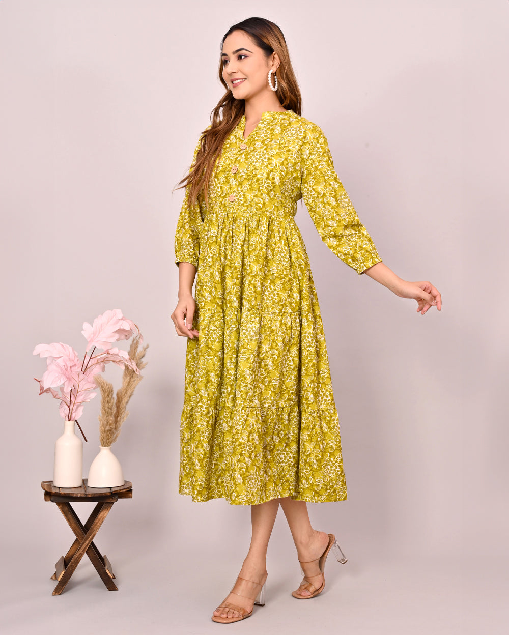 Green Floral Printed Dress