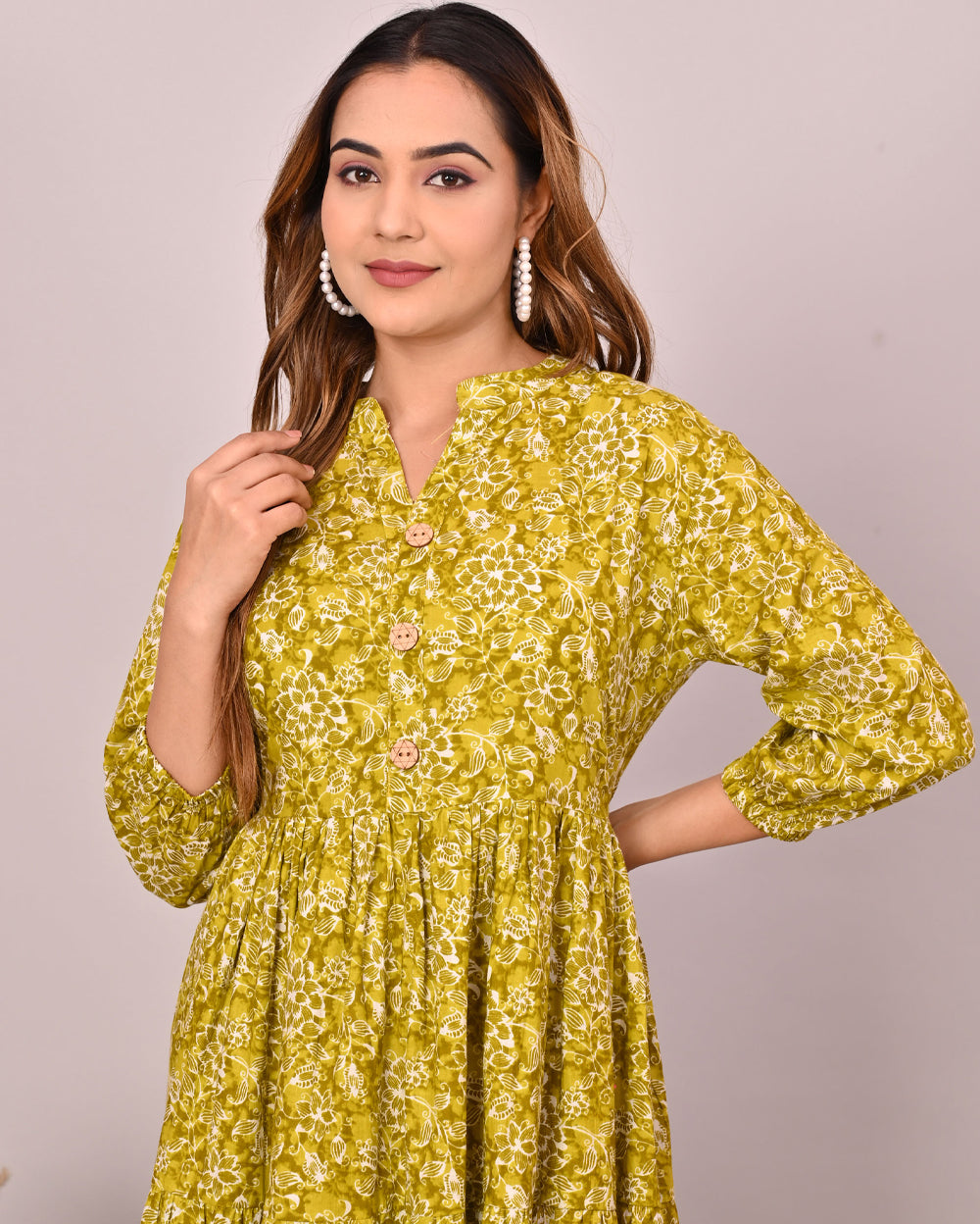 Green Floral Printed Dress