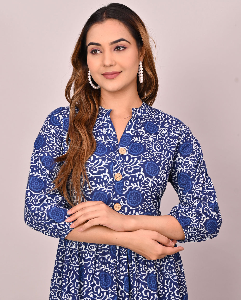 Blue Indigo Printed Dress