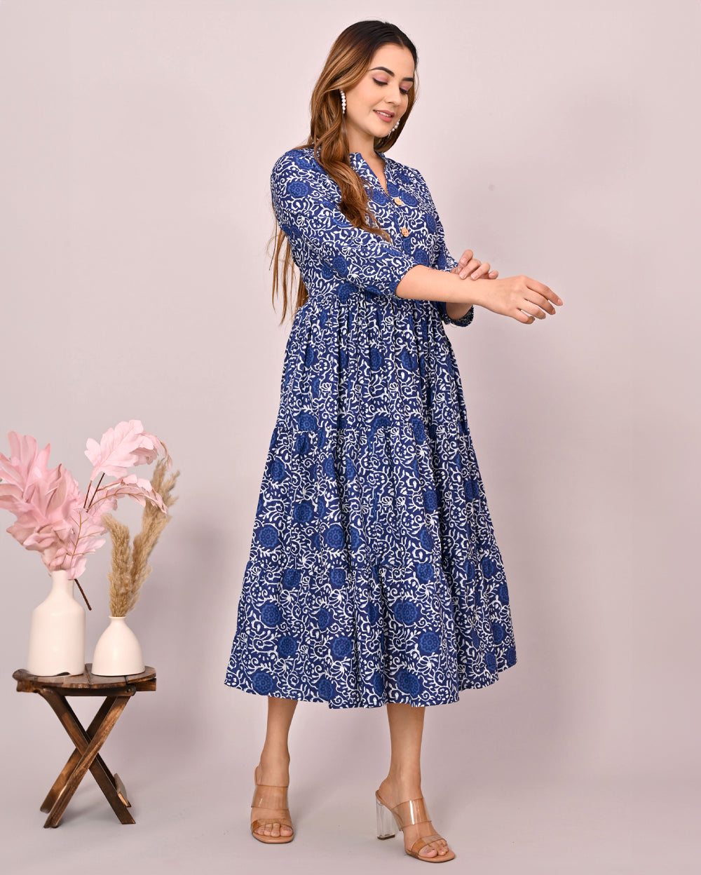 Blue Indigo Printed Dress