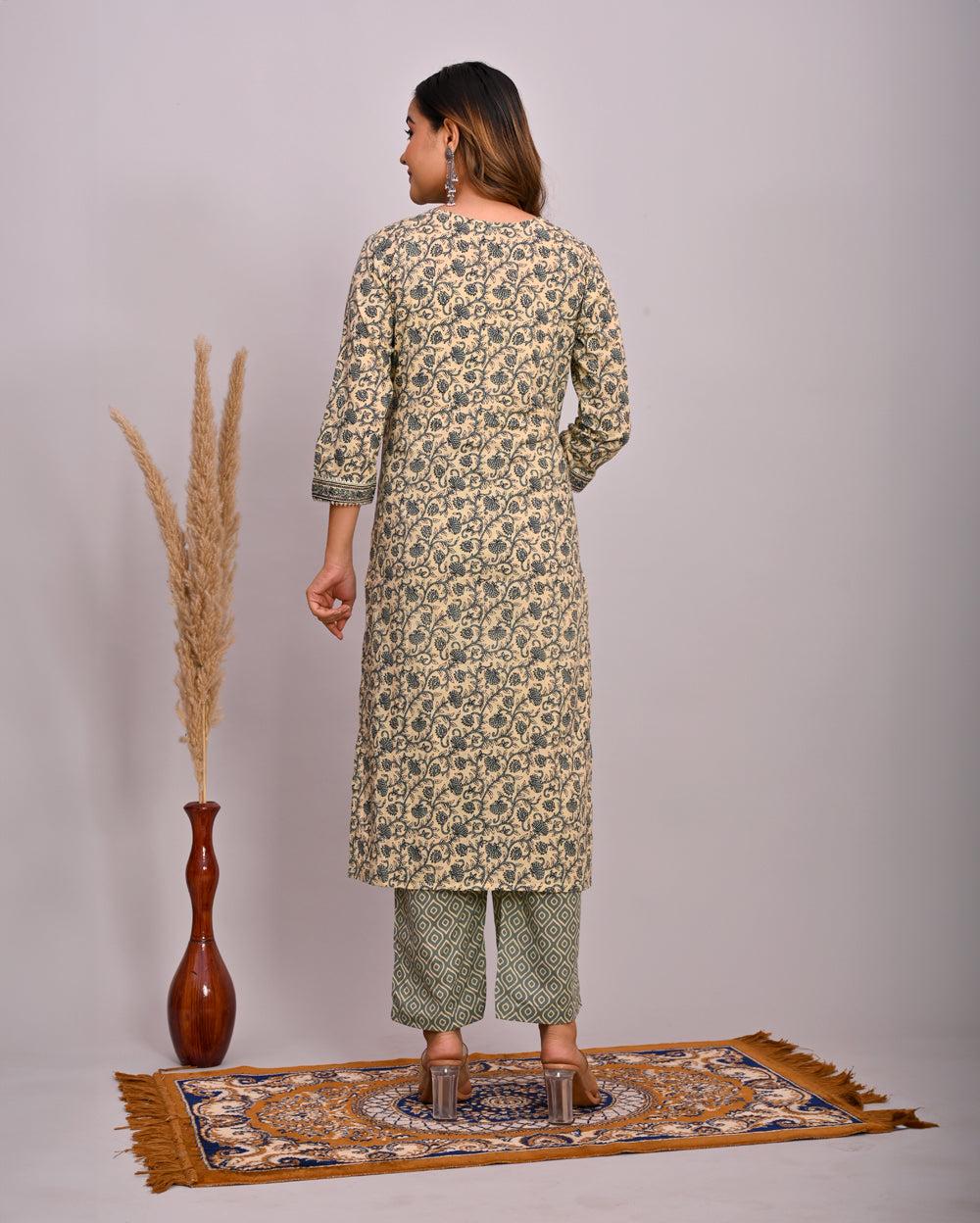 Embroidery Printed Cotton Suit Set With Dupatta