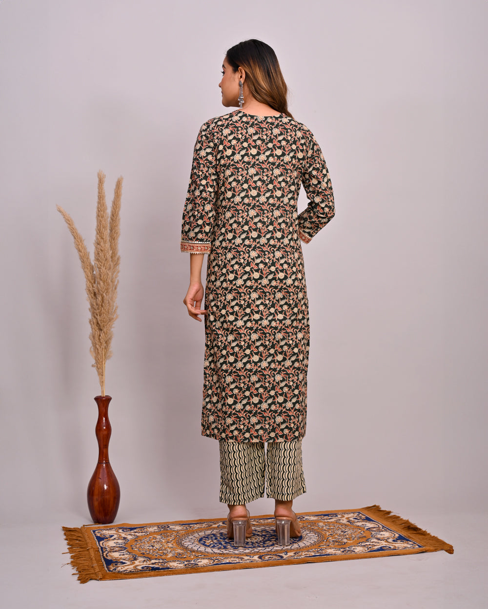 Embroidery Printed Cotton Suit Set With Dupatta