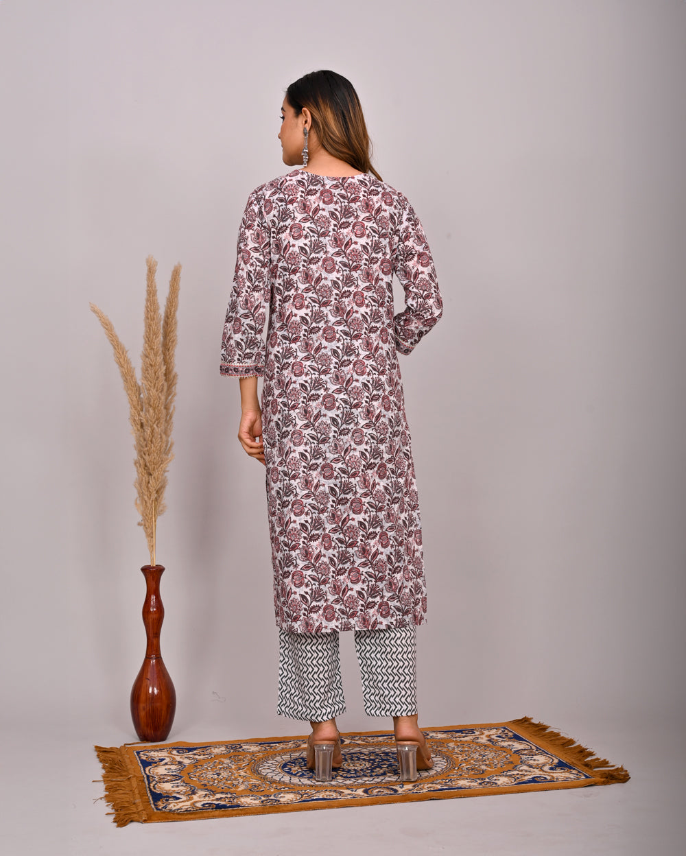 Embroidery Printed Cotton Suit Set With Dupatta