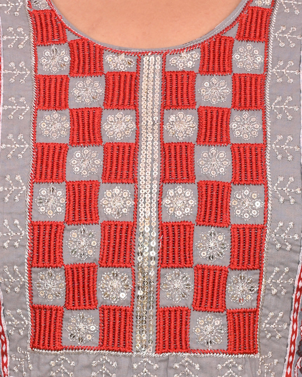 Embroidery Printed Cotton Suit Set With Dupatta