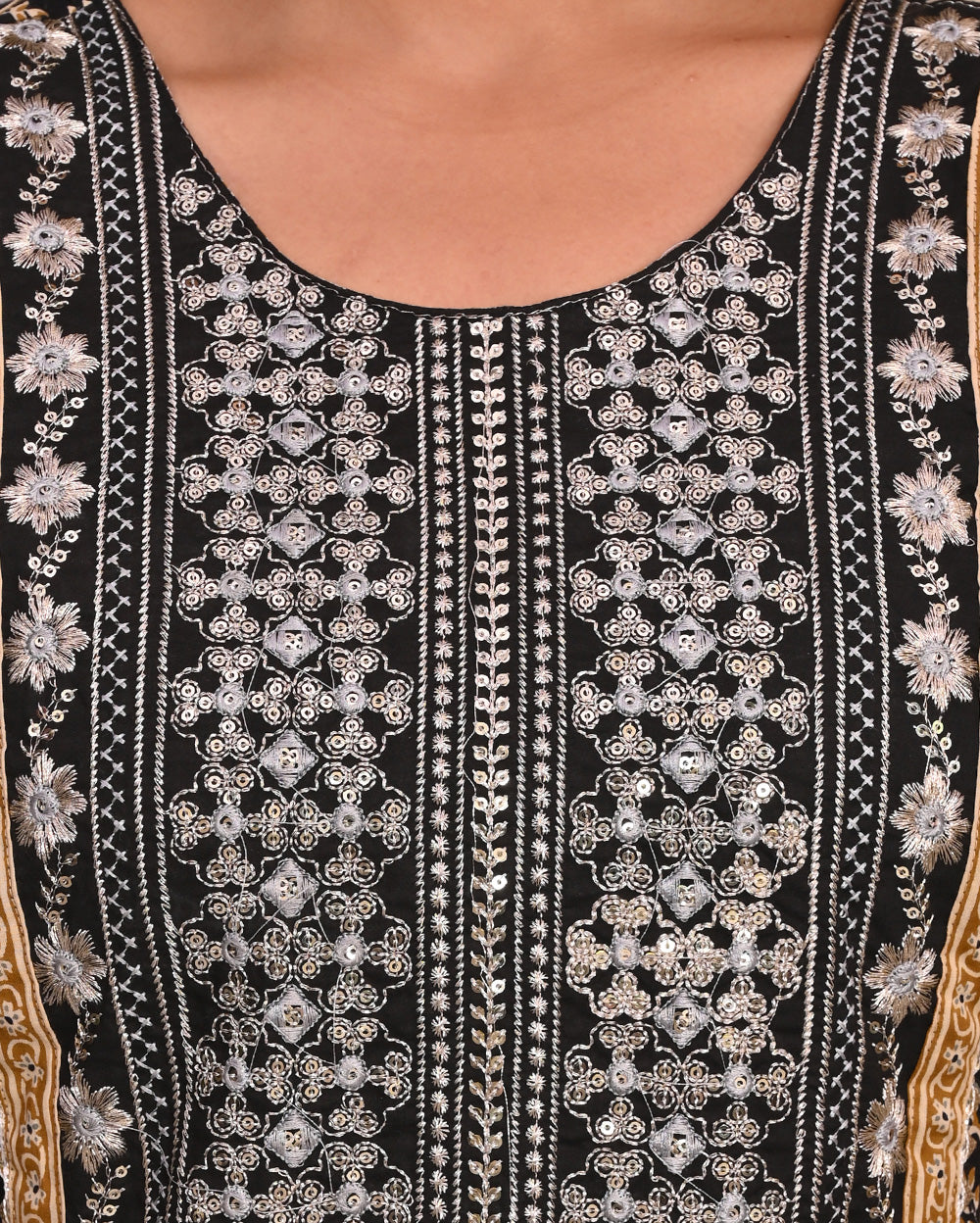 Embroidery Printed Cotton Suit Set With Dupatta