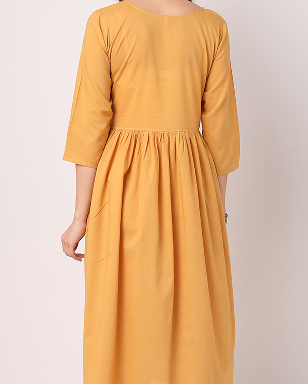 Solid Mustard Cotton Dress