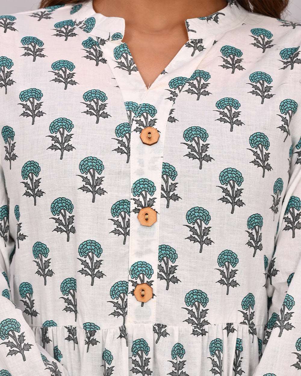 White Buti Printed Dress